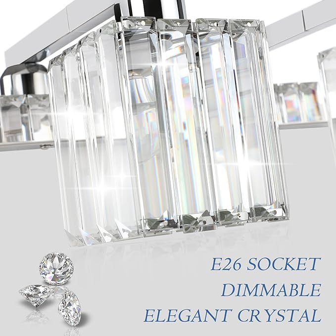 Aipsun Vanity Light Fixtures Crystal Bathroom Lighting Fixtures Chrome Vanity Light for Bathroom (Exclude Bulb)