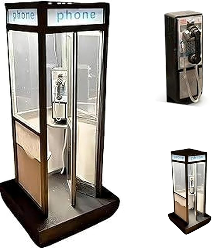 Retro Vintage Tall PhoneBooth Lamp,Classic Telephone Booth Table Lamp with Warm LED Light,Table Light Phone Box Decorative Night Light for Office,Bedroom,Unique Phonebooth Lamp Vintage Decor Home Gift