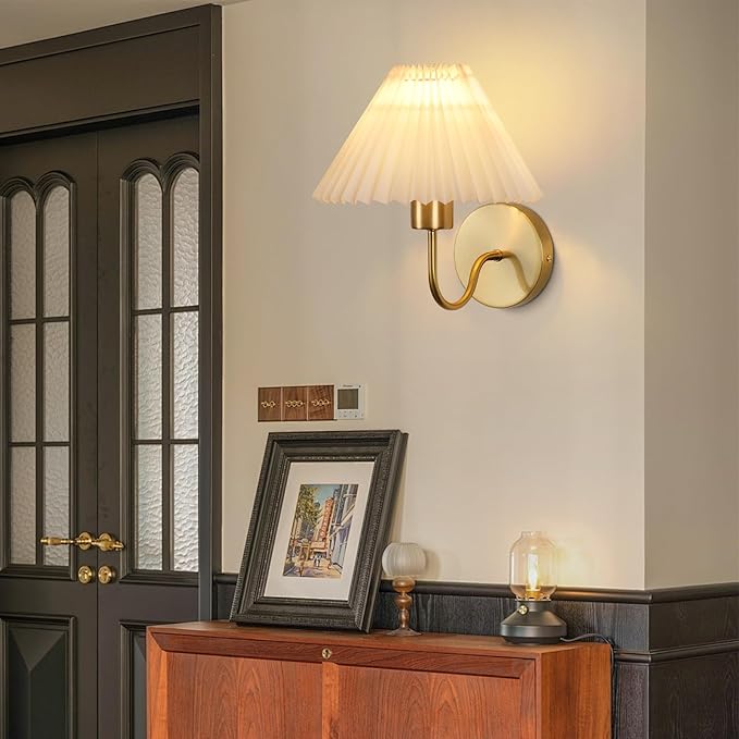 ADISUN Wall Sconces Sets of 2 RGB Battery Operated Wall Sconces for Bedroom Dresser Classic Golden Wall Lamp with Remote for Living Room Bathroom Dining Room Corridor Staircase (2 Bulbs Included)