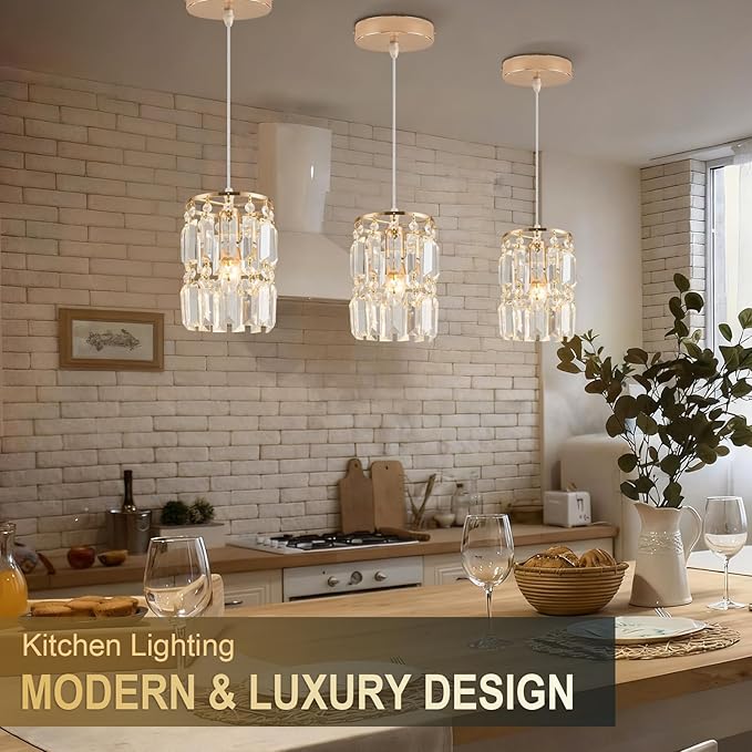Rose Gold Pendant Lighting Modern Pendant Light, Mini Island Lights for Kitchen, Adjustable Pendant Lights for Kitchen Island Dinning Room Bedroom (2 Pack)