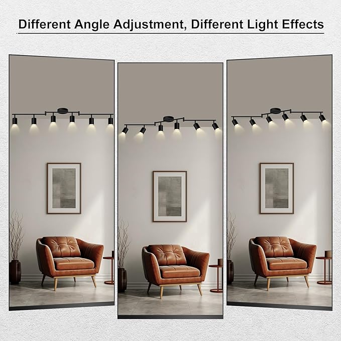 AUQUEE 6 Light Track Lighting Fixtures Ceiling, Matte Black Kichen Track Lighting Fixtures with Rotatable Light Heads, Foldable Lamp Arms, Modern LED Track Lights for Kitchen/Hallway, No GU10 Bulb