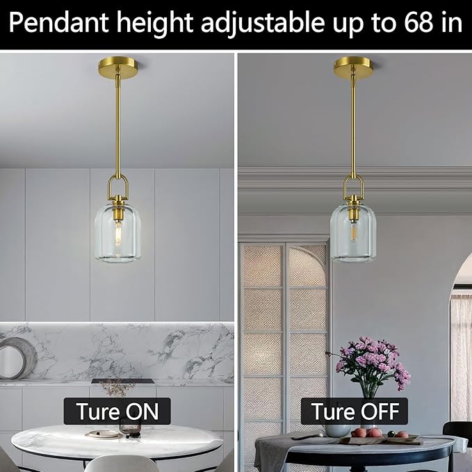 Modern Gold Pendant Lights Kitchen Island Ceiling Chandelier Indoor Thick Crystal Hanging Light Fixtures for Kitchen Living Room Dining Room Bedroom(3Pack)