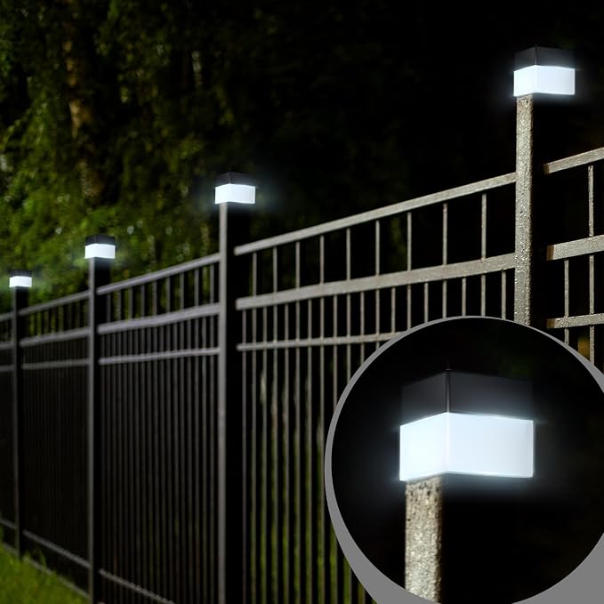 Tujoe Solar Post Cap Lights Fence Post Solar Lights 2in x 2in (5cm x 5cm)(White,20 Pack)
