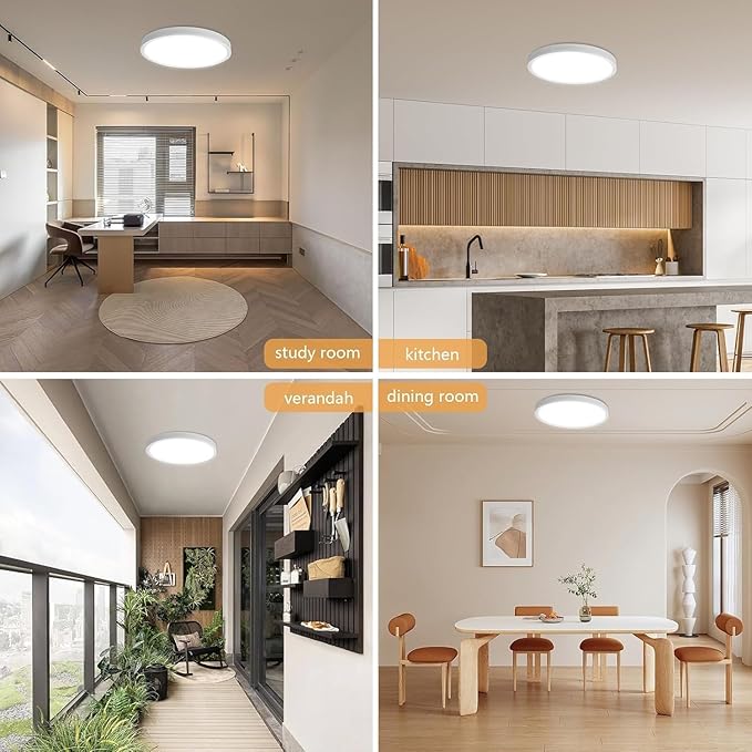 4PK Dimmable 15.8 Inch Led Ceiling Light Flush Mount, 34W, 3060LM, 3000K/3500K/4000K/5000K/6500K CCT, 0.98" Super Slim Close to Ceiling Round Flat Panel Light for Hallway,Kitchen ect, White