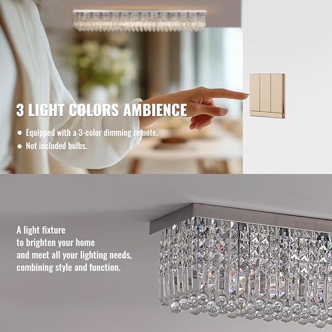Modern Crystal Chandelier,13-Light Chandelier for Dining Room,K9 Crystal Rectangle Chandeliers,59-inch Adjustable Hanging Pendant Light Fixture Kitchen Island Bar Bedroom