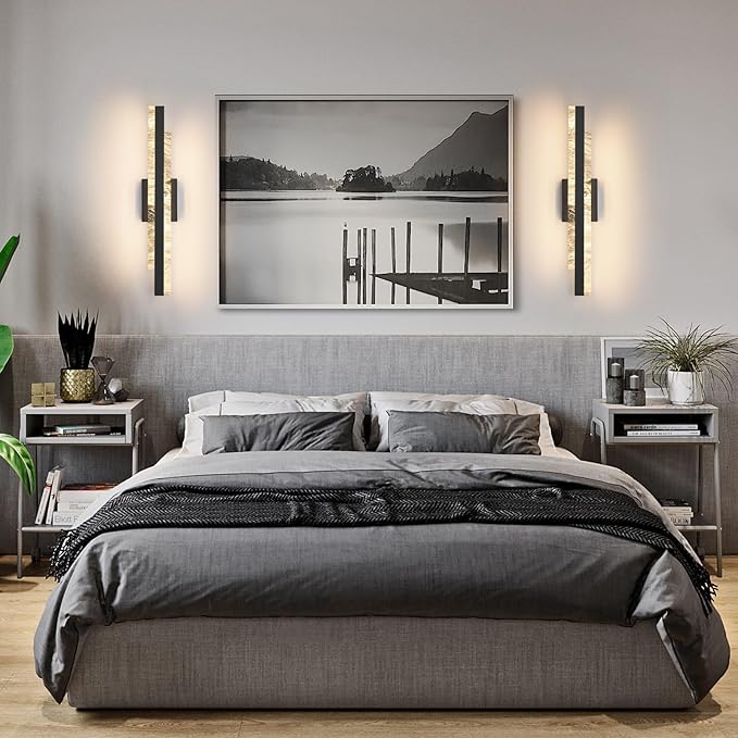 Modern Bathroom Vanity Light: Matte Black 24 inch 28W Dimmable LED Bath Bar Light Fixtures Over Mirror - Wall Sconce Picture Lights for Paintings Cabinets Bedroom 3000k