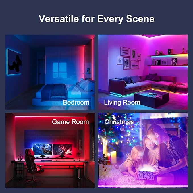 200 FT Led Lights for Bedroom (2 Rolls 100 FT), Music Synchronized Smart Led Strip Lights, Ultra Long with Remote Application Control Bluetooth LED Lights, Color Change RGB Light
