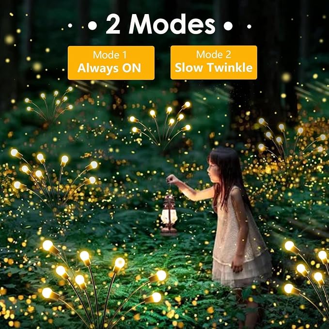 6-Pack Garden Solar Lights, 48 LED Solar Lights Outdoor for Garden Decor, Waterproof Firefly Light Outdoor (Sway by Wind), Swaying Light for Outside Yard Pathway Landscape Decorations (Warm White)