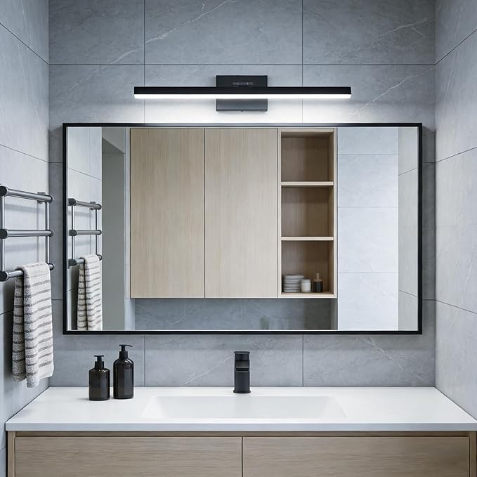 IZORRO Modern Bathroom Vanity Light 32 inch, Rotatable, 24W Dimmable Led Bathroom Light Fixture Over Mirror, Black Vanity Light Bar (5 Color Temperature)