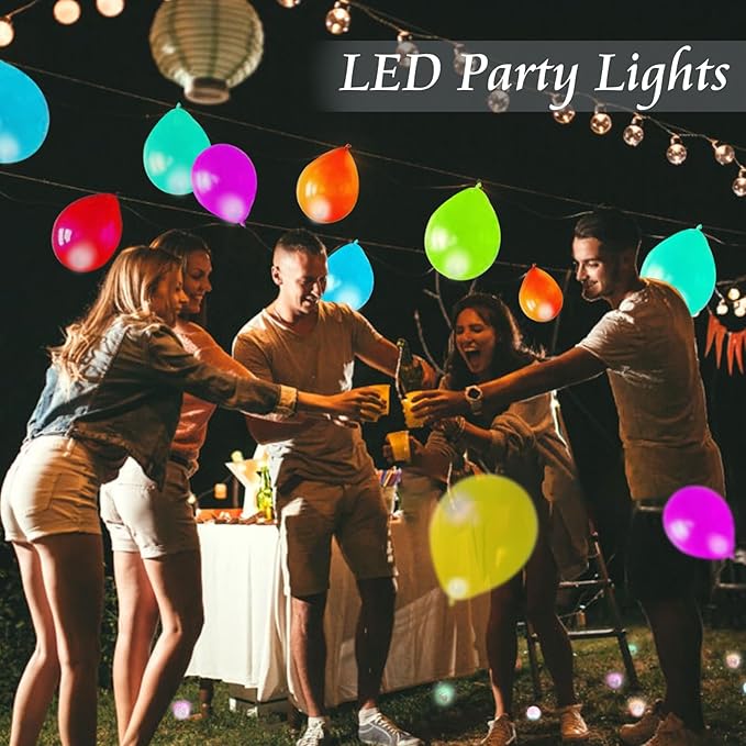 200pcs Balloon Lights Warm White+Rainbow Mini LED Lights Round Long Standby Time Ball Lamps for Birthday Party Easter Christmas Halloween Decoration Paper Lantern