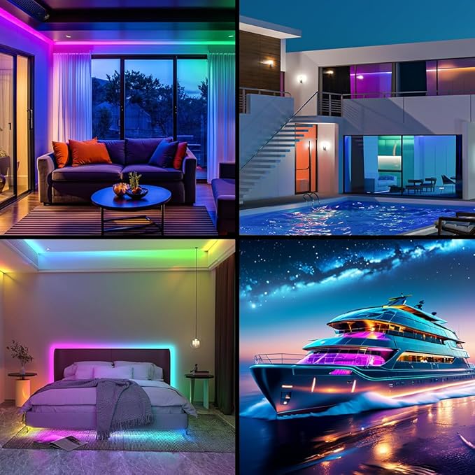 BTF-LIGHTING IP68 Waterproof Outdoor WS2815(Upgraded WS2812B) RGB LED Strip Individually Addressable 5050SMD Dual Signal DC12V 16.4ft 300Pixel Can Work Outdoor Black PCB(No Adapter or Controller)