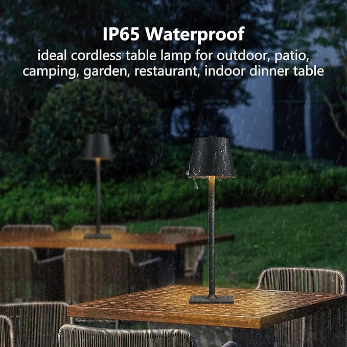 Cordless Table Lamps, Outdoor Solar LED Lamp, 4000mAh Rechargeable Bottle Lamp, Touch RGB Color Stepless Dimming Light for Bedroom, Restaurants, Patio, Camping,Bar Black