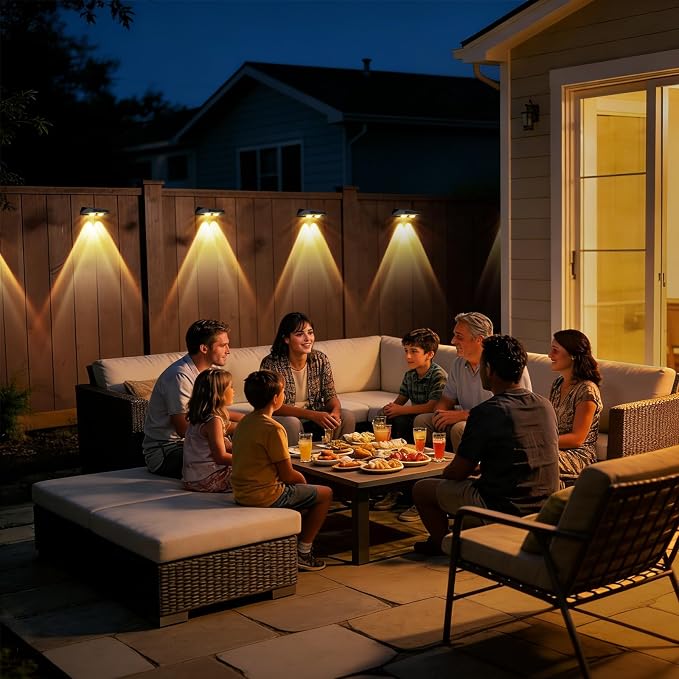 AUDLES Fence Lights Solar Powered, 12 Pack 3 Color Temp LED Solar Fence Lights Outdoor, IP65 Waterproof Landscape Step Lights for Backyard, Patio, Railing, Garden, Yard, Home Improvement