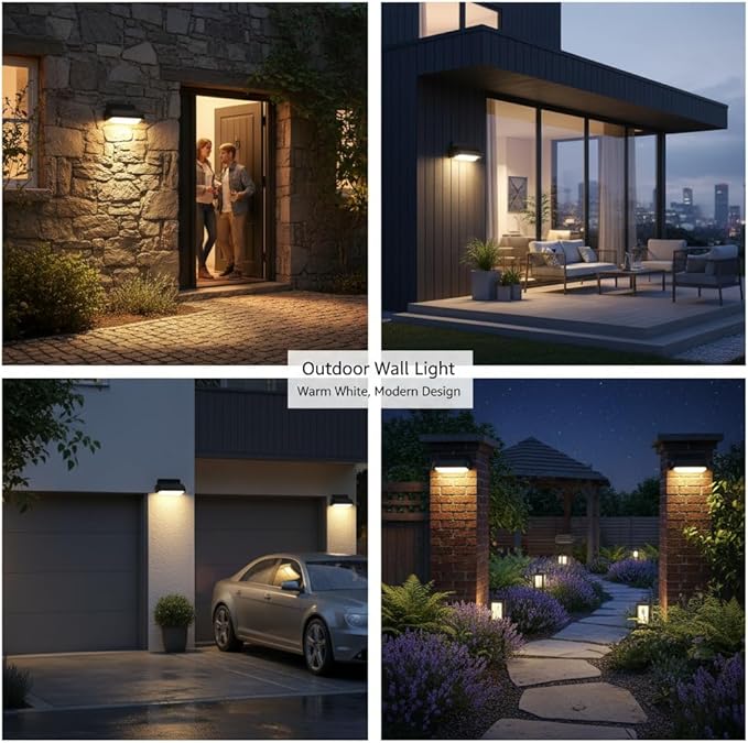 Modern Wall Sconce Outdoor Porch Light Waterproof Patio Lamp LED Wall Light Fixture Aluminum 13W 3000K Front Door Lamp for Indoor & Outdoor use Garden Yard 2 Pack