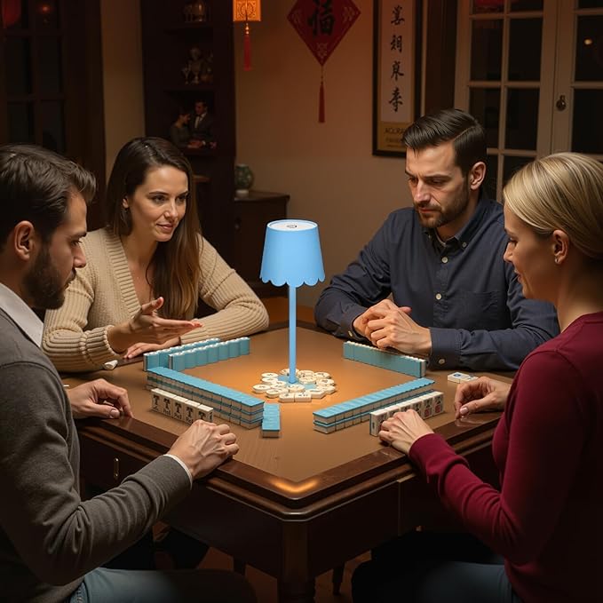 Pickmesh 1 Pack Scalloped Touch Cordless Table Lamp Rechargeable 4000mah Battery 3 Color Stepless Dimmable Portable LED Desk Light for Mahjong Gift Bedroom Wedding Bars Outdoor Party Home Decor(Blue)