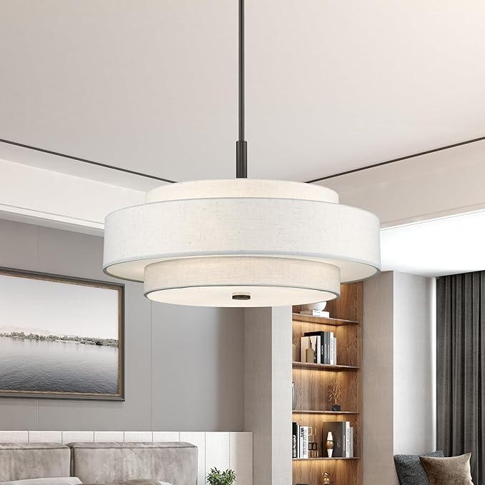 Livex Lighting Fabric Shade 52138-92 Meridian 5 Light English Bronze Pendant