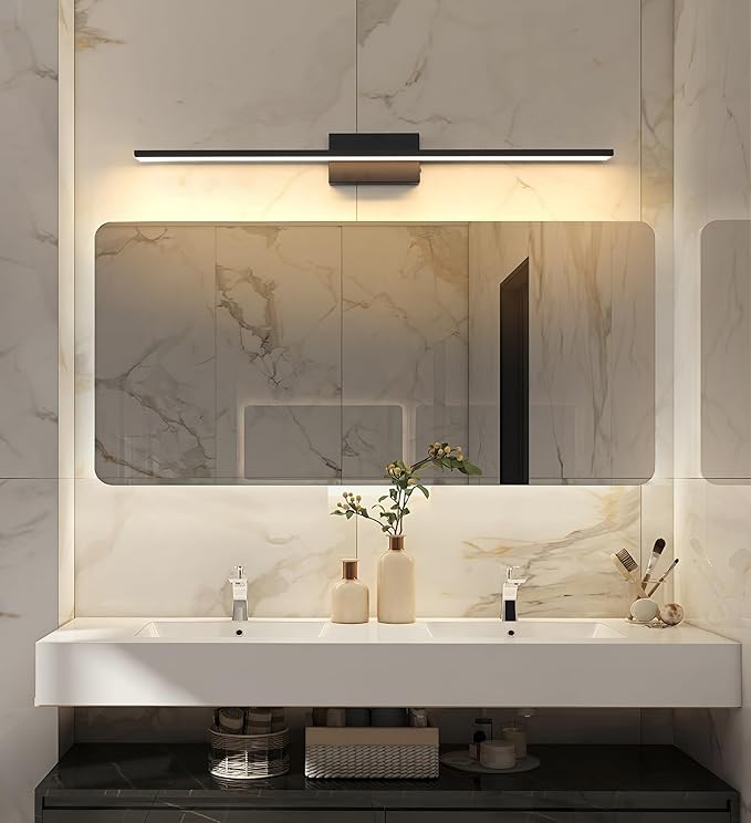 JUSHENG Black Vanity Lights for Bathroom 5CCT Dimmable Bathroom Vanity Light Fixtures LED Vanity Light Bar 39.37'' Inch 36W
