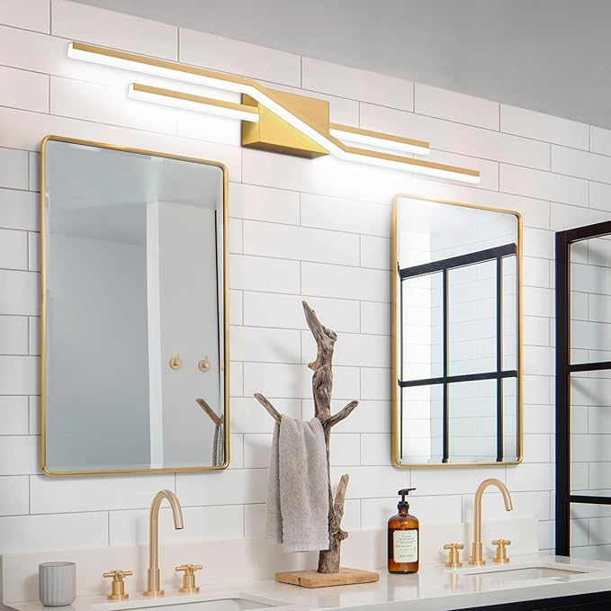 SOLFART Bathroom Lighting Fixtures Over Mirror Dimmable Bronze LED Vanity Lights for Bathroom 40 Inch Wall Lights