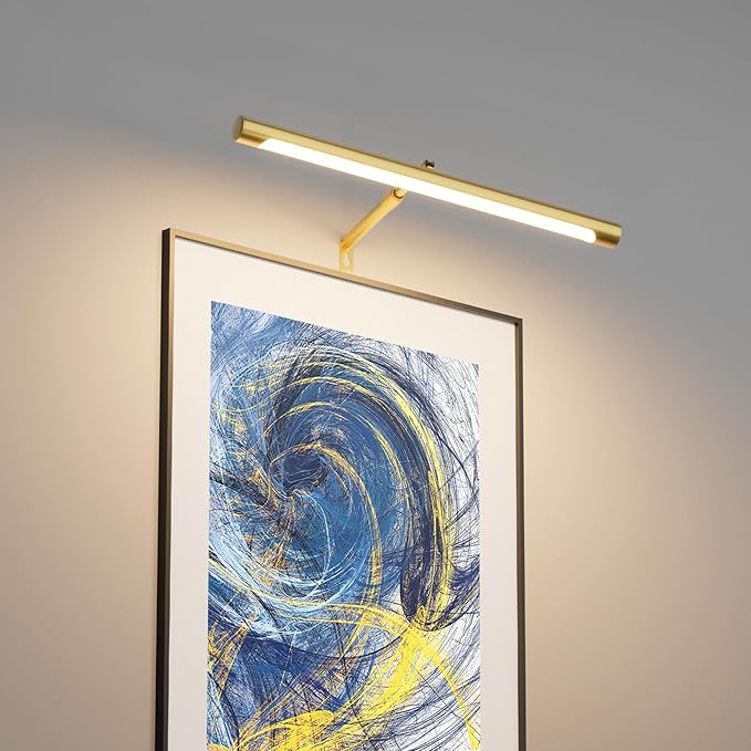 Picture Lights for Paintings Plug in, 16" Adjustable LED Gold Picture Light Art Light, Remote Control Gallery Painting Wall Light for Picture Display Dartboard Art Work (Gold)