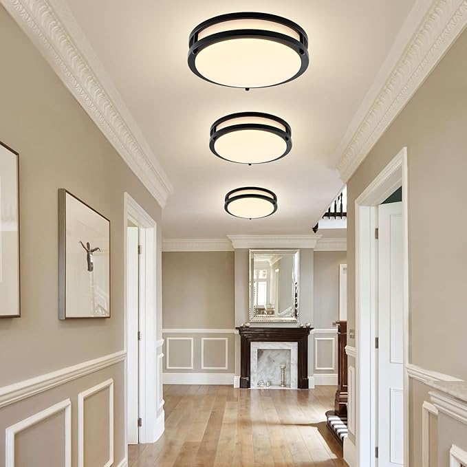4-Pack 10Inch 30W LED Flush Mount Ceiling Light Fixtures Bright 3200LM Dimmable Ceiling Lights, 5CCT Adjustable 2700K/3000K/4000K/5000K/6500K, Ceiling Lamps for Kitchen Hallway Bathroom Bedroom Black