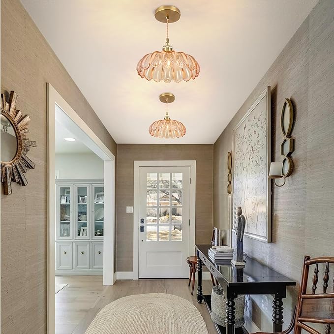Battery Operated Pendant Light,Vintage Light Fixtures 2500mAh 9.8in RGB Light Bulb with Remote Control Wireless Adjustable Rechargeable Chandelier for Kitchen Island Hallway 1Light