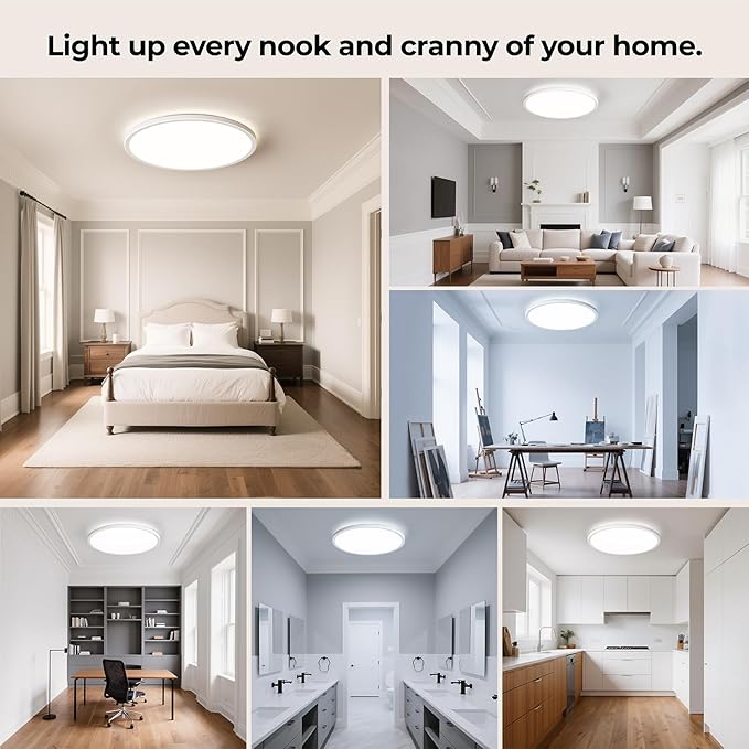 BLNAN Dimmable LED Flush Mount Ceiling Light Fixture with Remote Control, 3000K-6500K Low Profile Wired Lamp, Modern Ultra Thin Close to Ceiling Light for Bedroom Kitchen (White, 15.4Inch 2Pack)