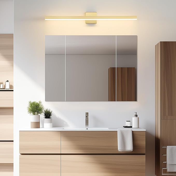 Gold Bathroom Vanity Light 39.4 inch, 30W Dimmable 5CCT LED Modern Bathroom Light Fixture Over Mirror - ETL Certificate