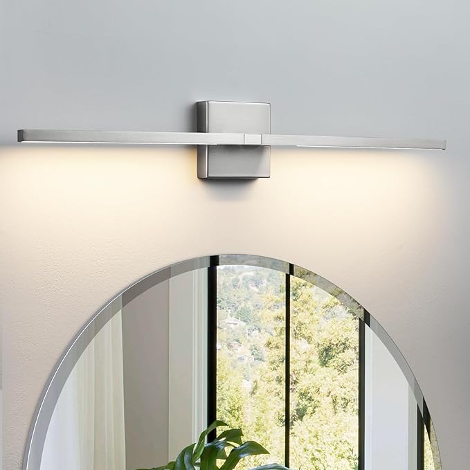 Bathroom Vanity Light Fixtures - 30inch Dimmable Brushed Nickel Bathroom Lights Over Mirror 18W LED Vanity Light Bar 3500K Modern Wall Sconce Lighting for Mural