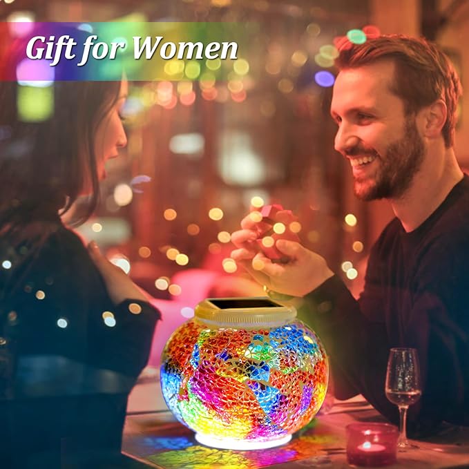 Color Changing Solar Powered Glass Ball Garden Lights,echargeable Solar Table Lights Outdoor Waterproof Solar Night Lights for Garden, Patio, Party,Outdoor/Indoor Decorations, Ideal Gift
