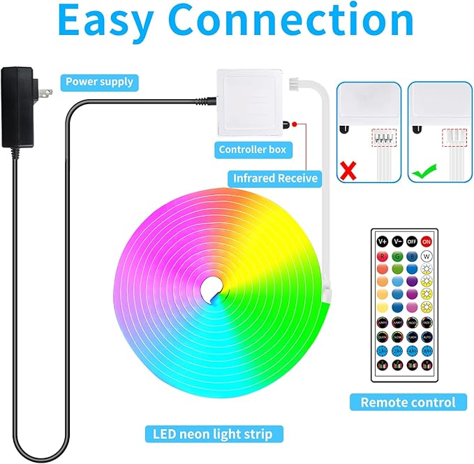 LED Neon Rope Lights 32.8FT,IP65 Waterproof LED Strip Lights, Music Sync LED Lights with Remote and APP Control,24V RGB LED Rope Lights for Bedroom,Holiday Decoration(with Snap &Screws)