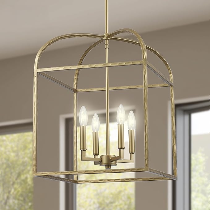 Asher Hamilton AHP-209AG Montclair 15.94 Inch Pendant Light | Adjustable 20.67 to 59.37 Inch Height | E12 Candelabra Base | Rod Hung Ceiling Fixture | Dry Rated for Indoor Use | Antique Gold Finish