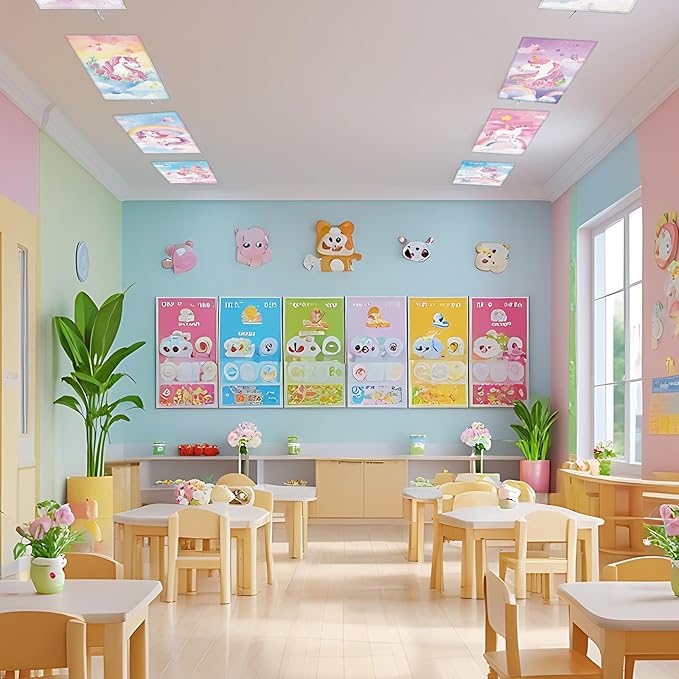 8PCS Colorful Unicorn Fluorescent Light Covers for Classroom Ceiling Light 4x2ft Back to School Magnetic Lights Covers Filter Easy Install for School Office Hospitals Ceiling Supplies (Unicorn)
