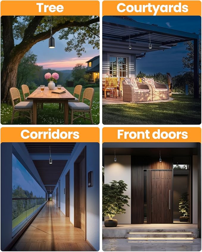Cheopha Outdoor Pendant Hanging Lights,12V Low Voltage Landscape Lighting, Replaceable MR16 LED Bulb Warm White, Waterproof Light for Porch Pergola and Tree Lighting 2-Pack