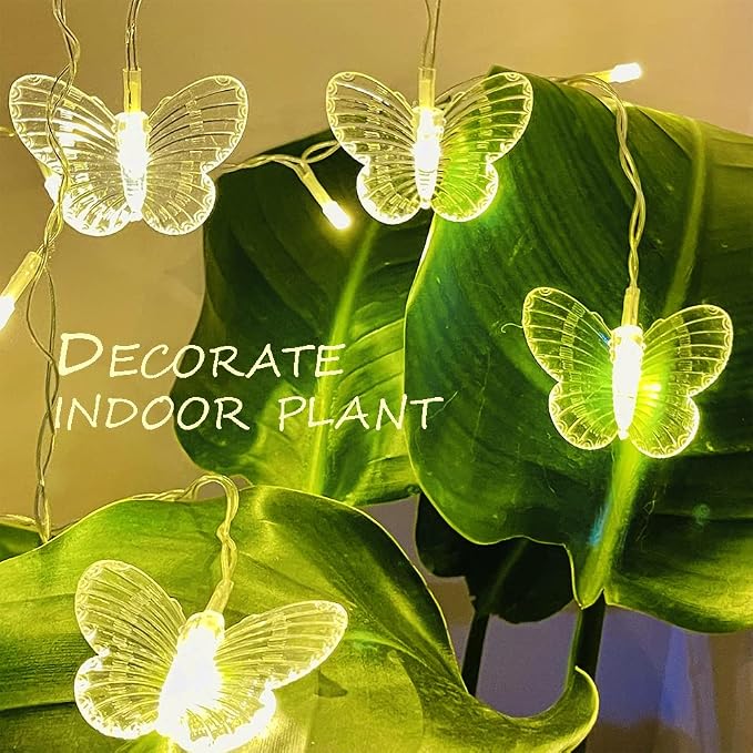 Butterfly Curtain Fairy Lights USB Plug in,8 Modes 120 LED 21FT Firefly Twinkle Timer String Lights with Remote, Waterproof for Bedroom Patio Christmas Wedding Party (Warm White)