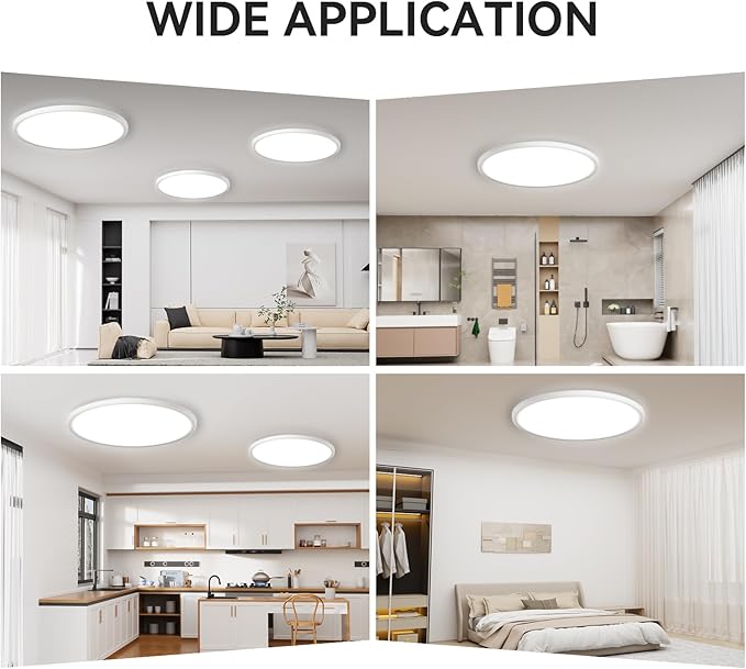Two Pack 4700lm LED Flush Mount Ceiling Light, Super Slim 16 inch 5000K LED Ceiling Light for Bedroom, Living Room, Dining Room (White)