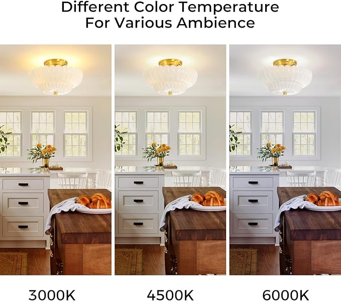 Semi Flush Mount Ceiling Light Fixture Vinatge Gold Ceiling Lights Mid Century Modern Milk White Glass Close to Ceiling Lighting Fixtures for Bedroom Hallway Foyer Bathroom Kitchen Laundry Room