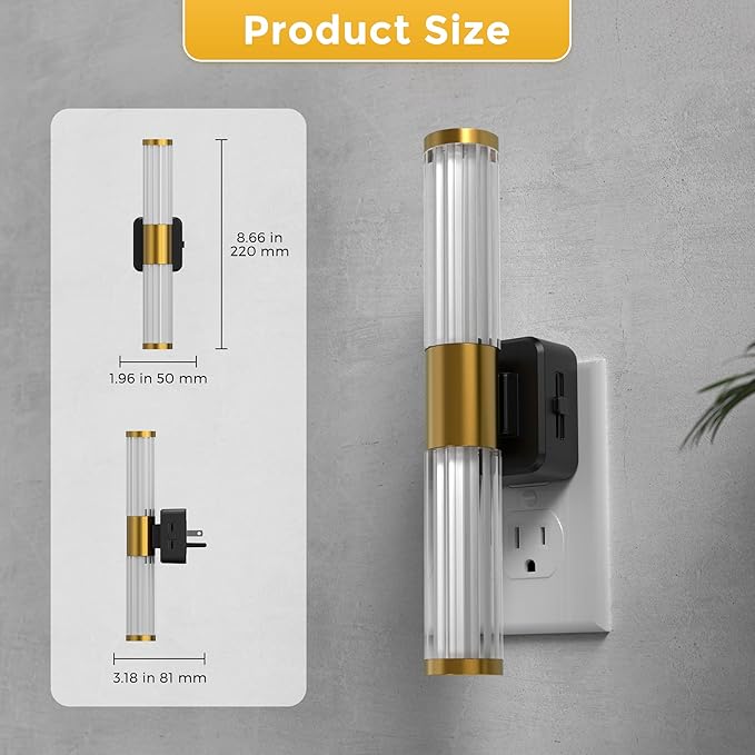 L LOHAS LED Rotating Night Light, Night Lights Plug into Wall, Auto Nightlight Dimmable 100LM, Light Sensor, 3000K Soft Light, LED Acrylic Nightlight Plug in for Bedroom Bathroom Hallway Kitchen,2Pack