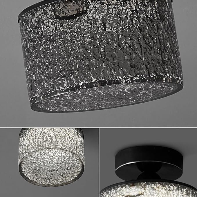 KISAD Nordic Bedroom Semi Flush Mount Ceiling Light Fixtures Modern Minimalist Hallway LED Close to Ceiling Lamp for Entryway Balcony(Smoke Gray,Square)