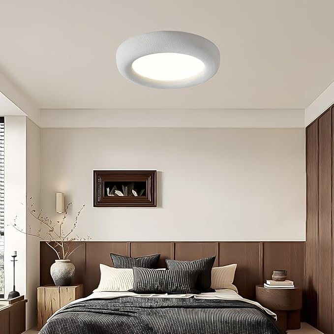 JAYMP Modern Ceiling Light, LED Dimmable Remote Control Ceiling Lamp for Dining Room Living Room Japanese Wabi-Sabi Style Lighting Fixture (Matte White, 53cm/20.9inch)