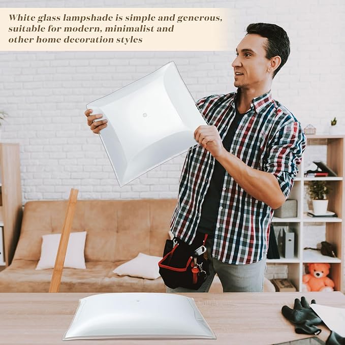 2 Pack Semi-Flush Mount 12 Inch Square Ceiling Fixture Light Cover Ceiling Lamp Shade Light Bulb Cover White for Laundry Room Bedroom Kitchen Living Room Closet