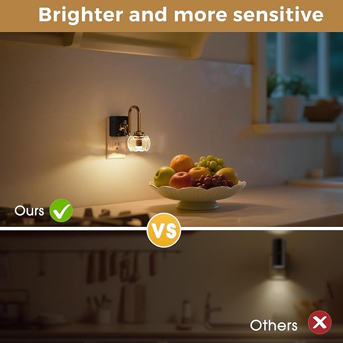 L LOHAS LED Night Lights Plug into Wall, 3000K Soft White LED, Floral Night Lights with Dusk to Dawn Sensor, 0-100lm Adjustable Brightness, for Hallway Bedroom Stairway