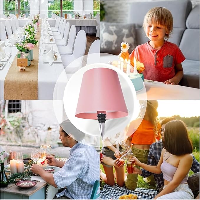 Neioaas Wine Bottle Lamp, 3 Color Light Dimming Metal Wine Bottle Light, Rechargeable Waterproof Bottle Touch Lamp Head with for Home,Bar,Camping,Travel,Restaurants, Party, Decor & Gifts(Pink, 1PC)