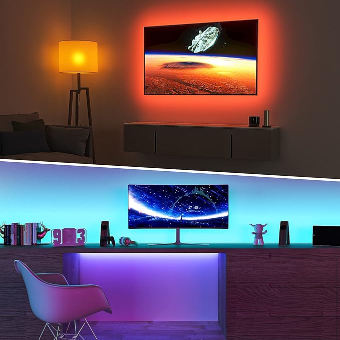 BASON LIGHTING TV LED Backlight,LED Light for TV with Remote Control, 4096 DIY Colors Led Strip Lights for 32-58 Inch TV, Gaming and Home Decor, Bluetooth App Control, Music Sync, USB Powered.