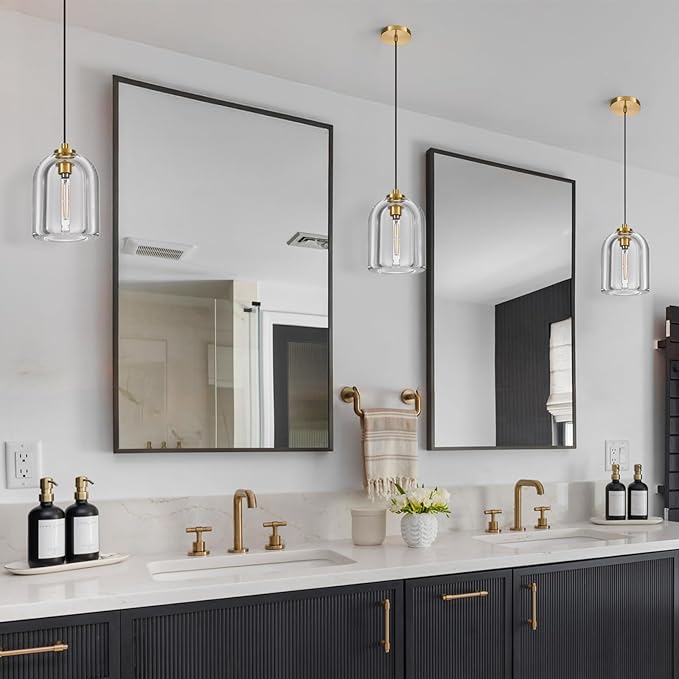 Crystal Pendant Light Kitchen Island: 2 Pack Gold K9 Crystals Lights - 5.1" Dimmable Contemporary Cylinder Light above Dining Table - Modern Ceiling Hanging Lighting for Bedroom E12 Bulbs Included