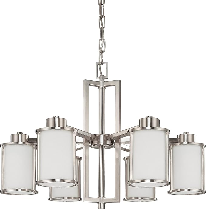 NUVO 60/2853 Six Light Chandelier, Brushed Nickel