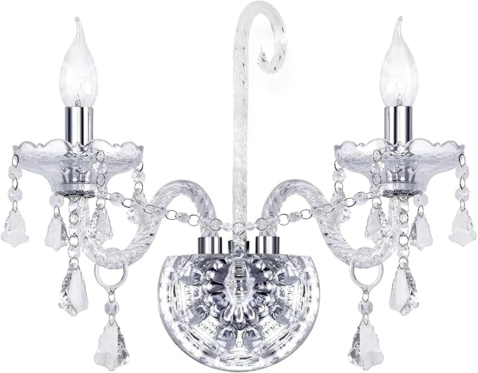 Vintage Crystal Wall Sconce Lighting Crystal Wall Light Elegant 2 Lights European Style Decorative Luxury Sconces Wall Lamp for Bathroom Bedroom Bedside Entryway Sconce Light