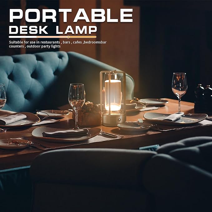 Idong Portable Cordless Table Lamp,LED Desk Lamp with Touch Control,3-Colour Infinitely Dimming Rechargeable Battery Powered Dimming LED Lighting for Strange/Restaurant/Bedroom/Bar/Camping(Grey-1)