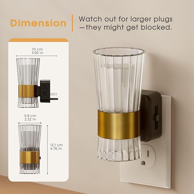 Briignite Night Light, Night Lights Plug into Wall, RGB Color LED NightLight with Dusk to Dawn Sensor, 180° Rotating Night Lights, Adjustable Brightness, Wall Sconce for Bedroom Hallway, 2 Pack