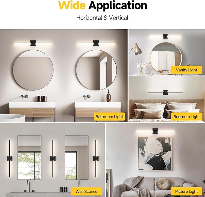 Vanity Lights 32 inch, 4-Level Brightness Built-in Dimmer, 18.5W Dimmable 5CCT Bathroom Light Fixtures Over Mirror, Black Vanity Lights for Bathroom Mirror Bedroom-FCC & ETL Certified