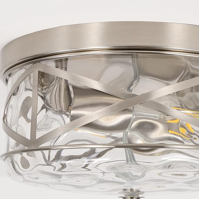 LamQee 2-Light Flush Mount Ceiling Light Farmhouse Kitchen Island Ceiling Light with Bubble Glass Close to Ceiling Light Fixture for Living Room Bedroom Foyer Hallway